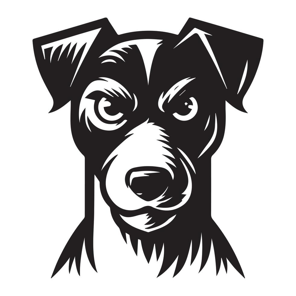 An Angry Jack Russell Terrier Dog Face illustration in black and white vector