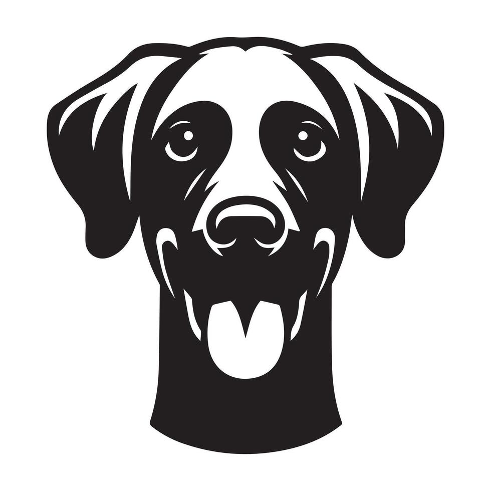 A Joyful Rhodesian Ridgeback Dog Face illustration in black and white vector