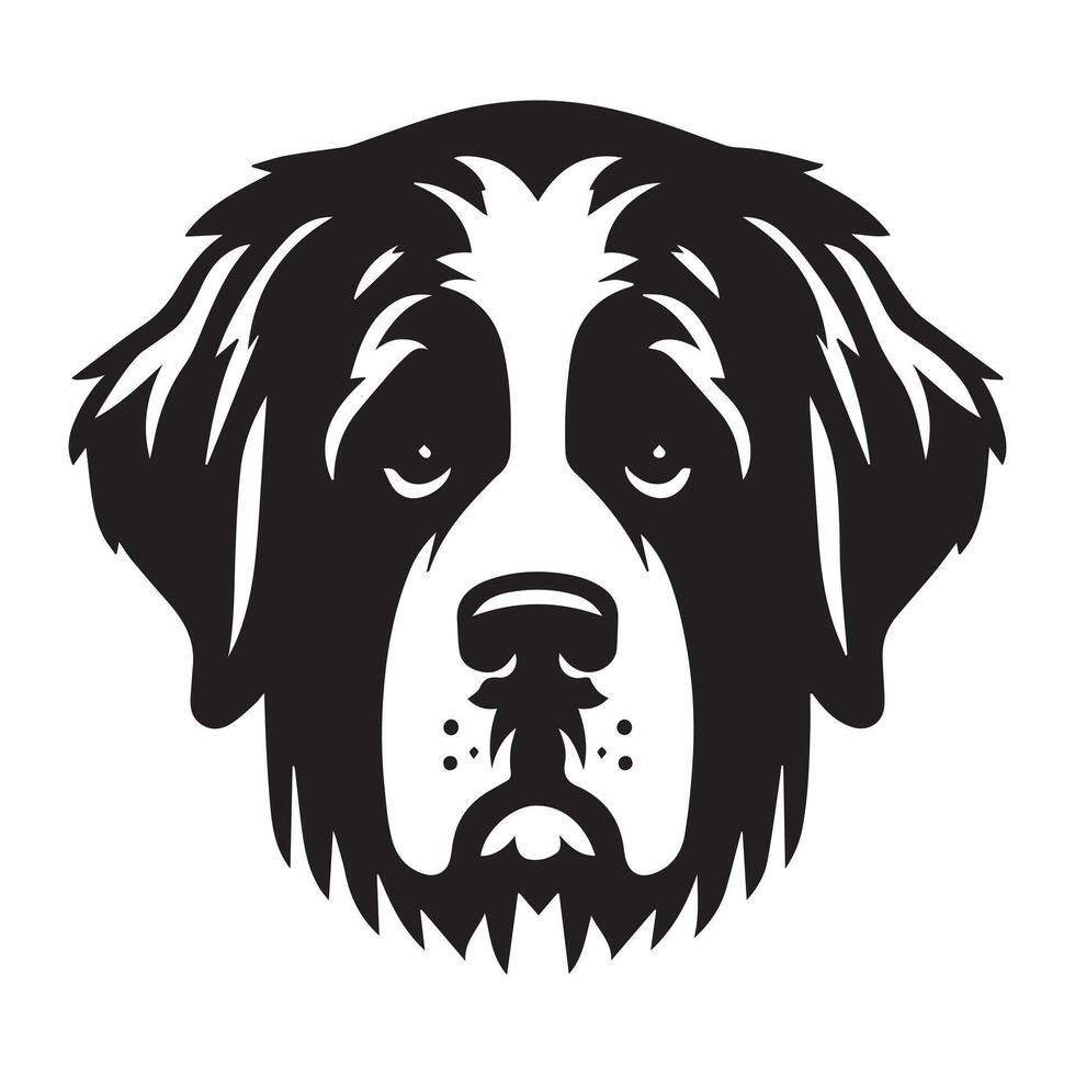 A Sad Saint Bernard Dog Face illustration in black and white vector