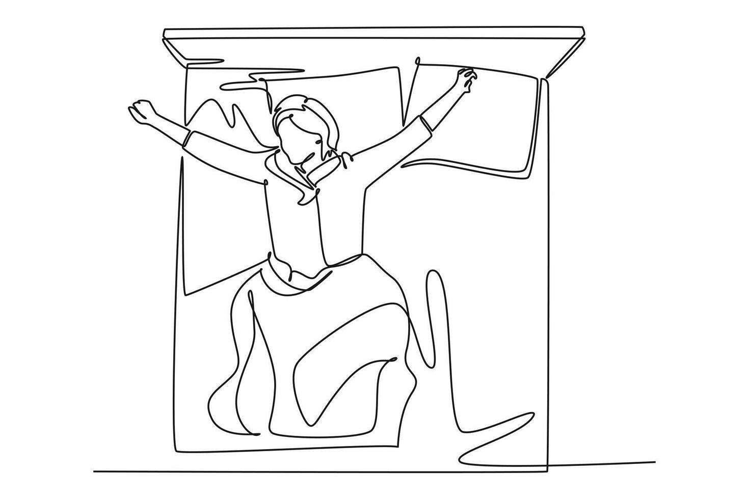 Day in the life Concept. Single line draw design graphic illustration. vector