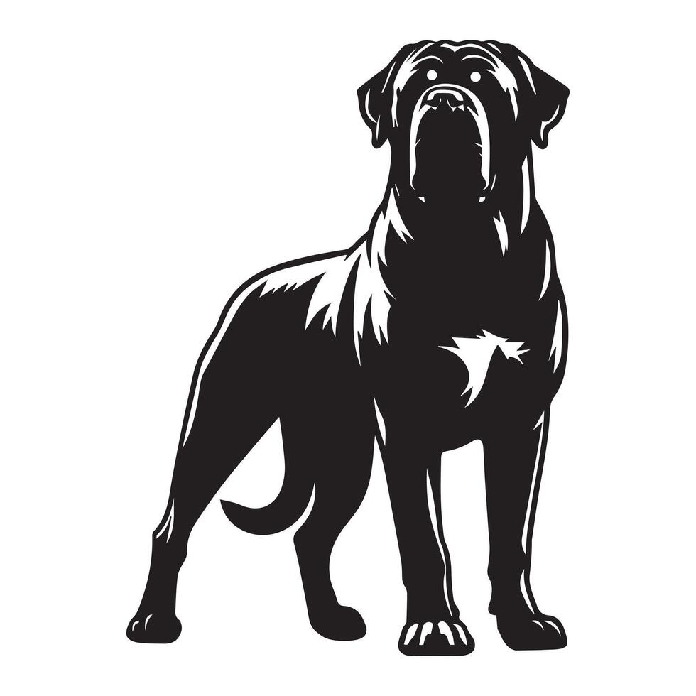 A Confident Mastiff Dog Face illustration in black and white vector