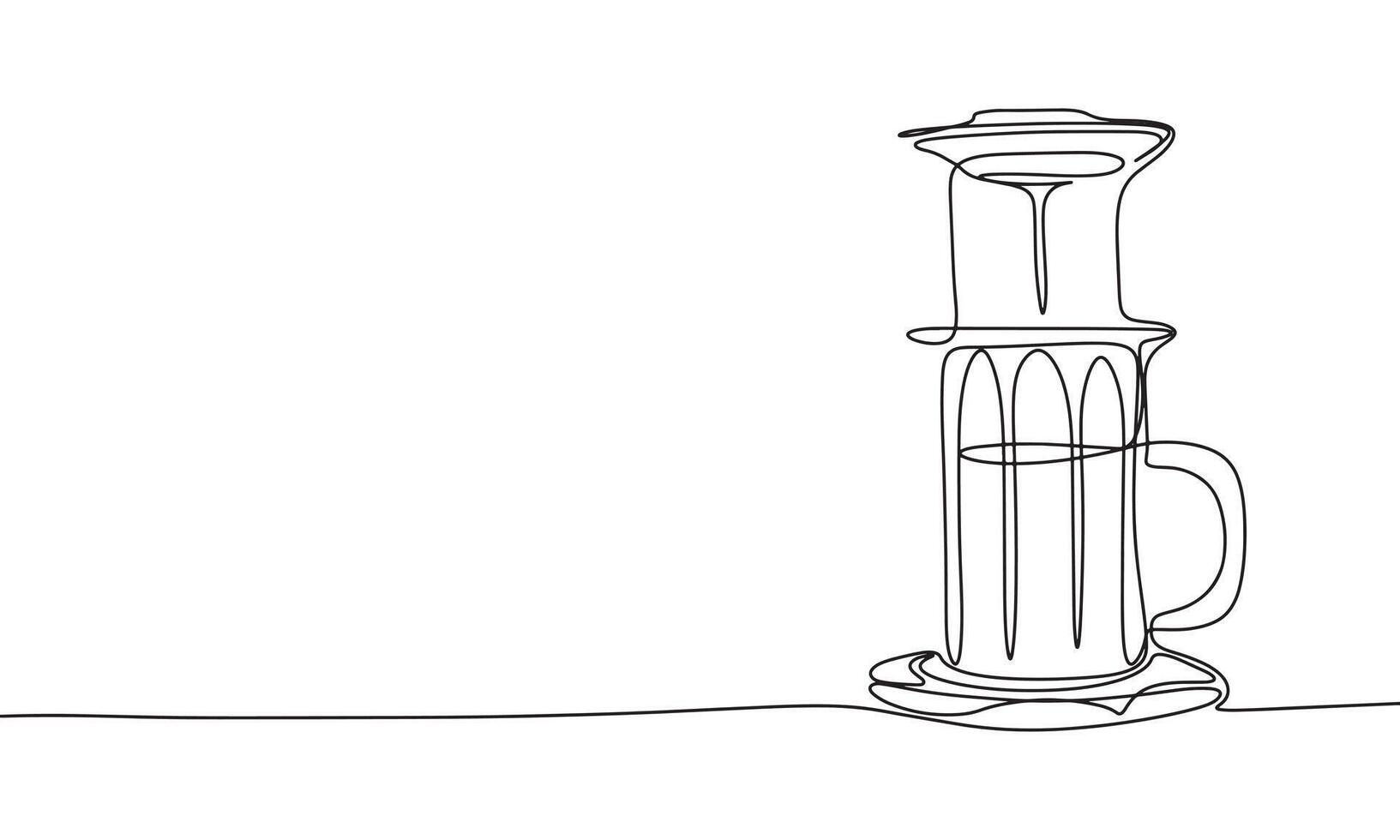 The Aeropress one line continuous. Line art Aeropress. Hand drawn art. vector