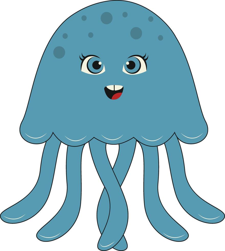 Ocean Life Isolated on White Background. Sea Creatures in Cartoon Style. vector