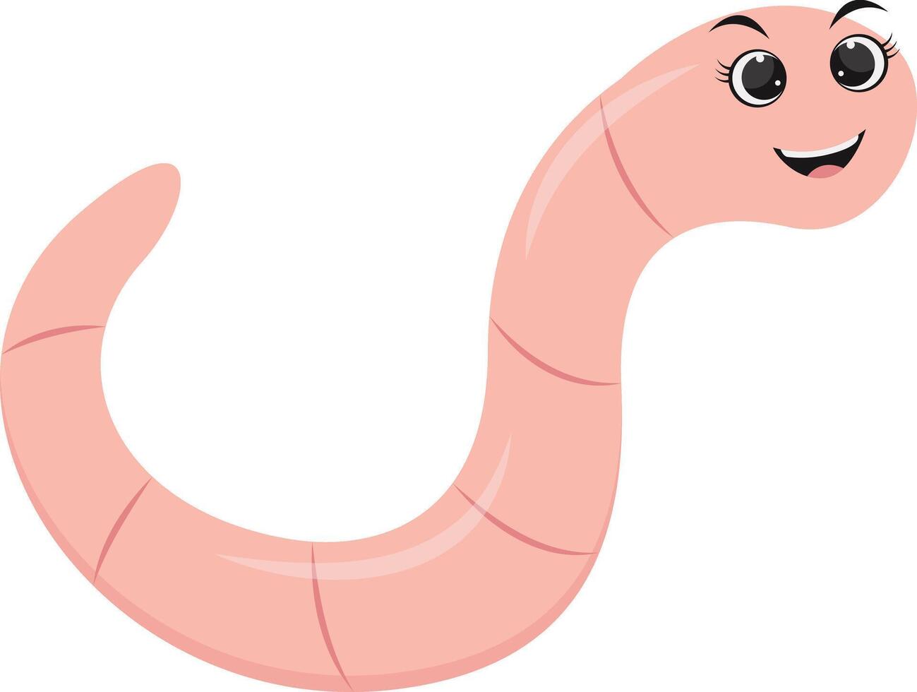 Earthworm Cartoon Character in Flat Design. Isolated on White Background. vector