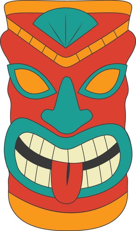 Tribal Hawaii Totem African Traditional. Ethnic Tiki Mask Illustration. Isolated on White Background. vector