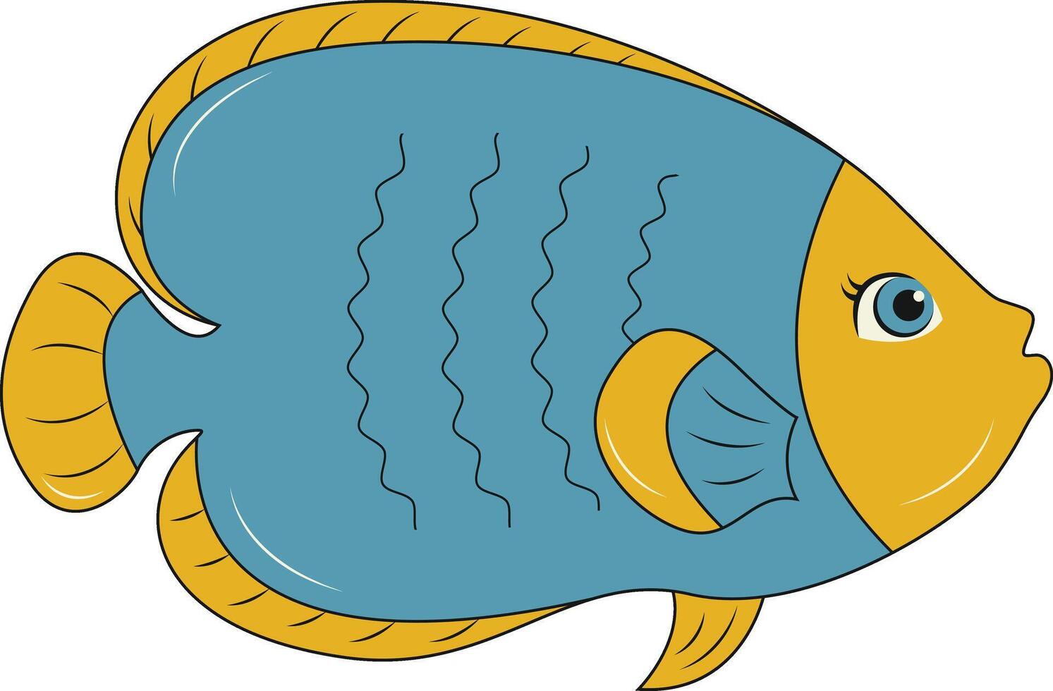 Ocean Life Isolated on White Background. Sea Creatures in Cartoon Style. vector