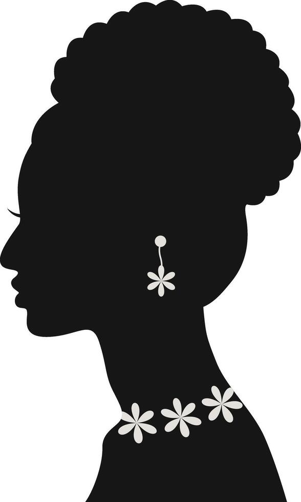 Black Women's History Month. Women's Day. Black Silhouette with Side Pose. Isolated Illustration vector