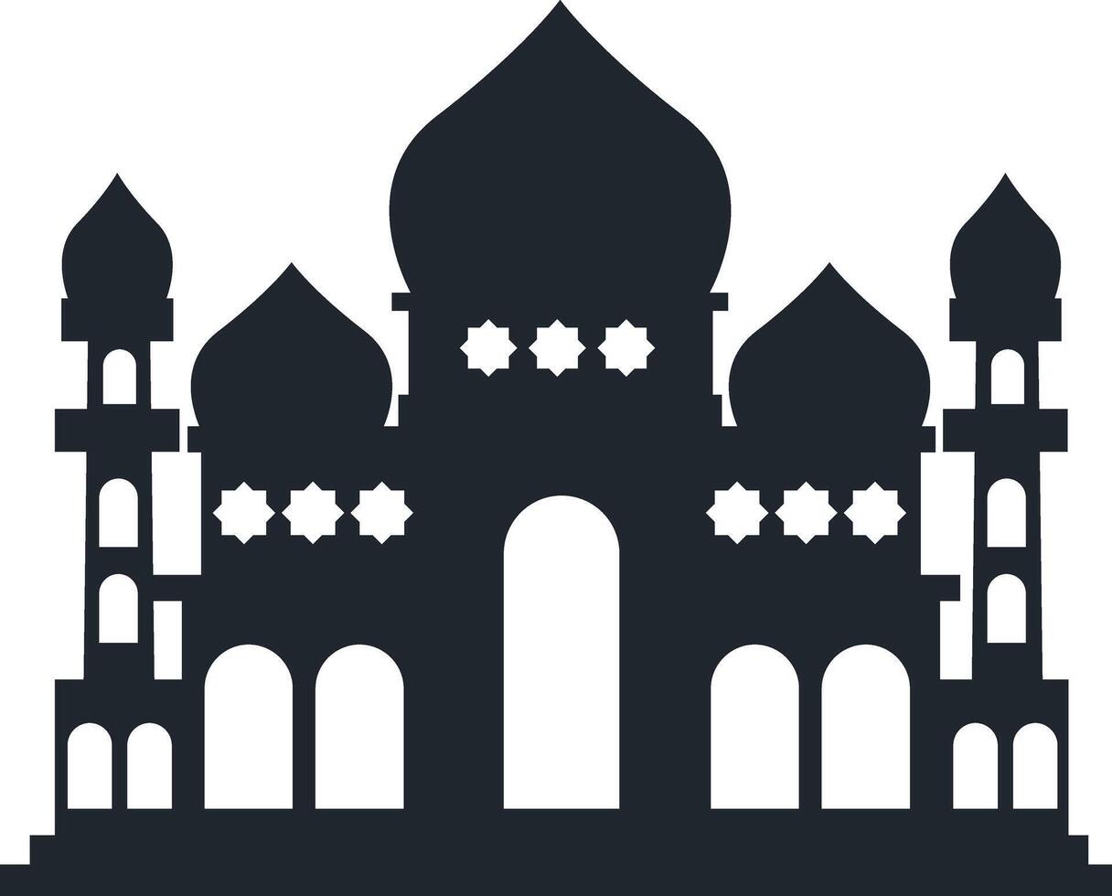 Muslim Mosque Silhouette Illustration. Isolated on White Background. vector