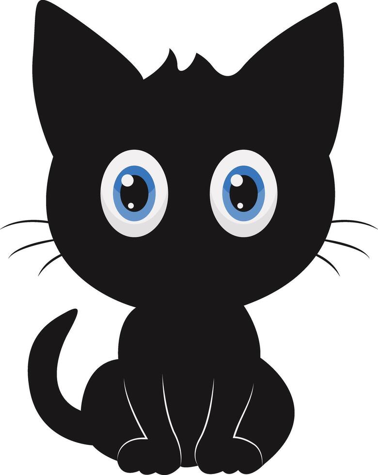 Silhouette of International Cat Day. with Cute Eyes Design. Isolated on White Background vector