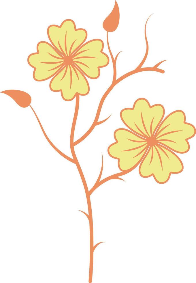 Floral Botanical Branch Illustration. Hand Drawn Flower Design Isolated on White Background vector