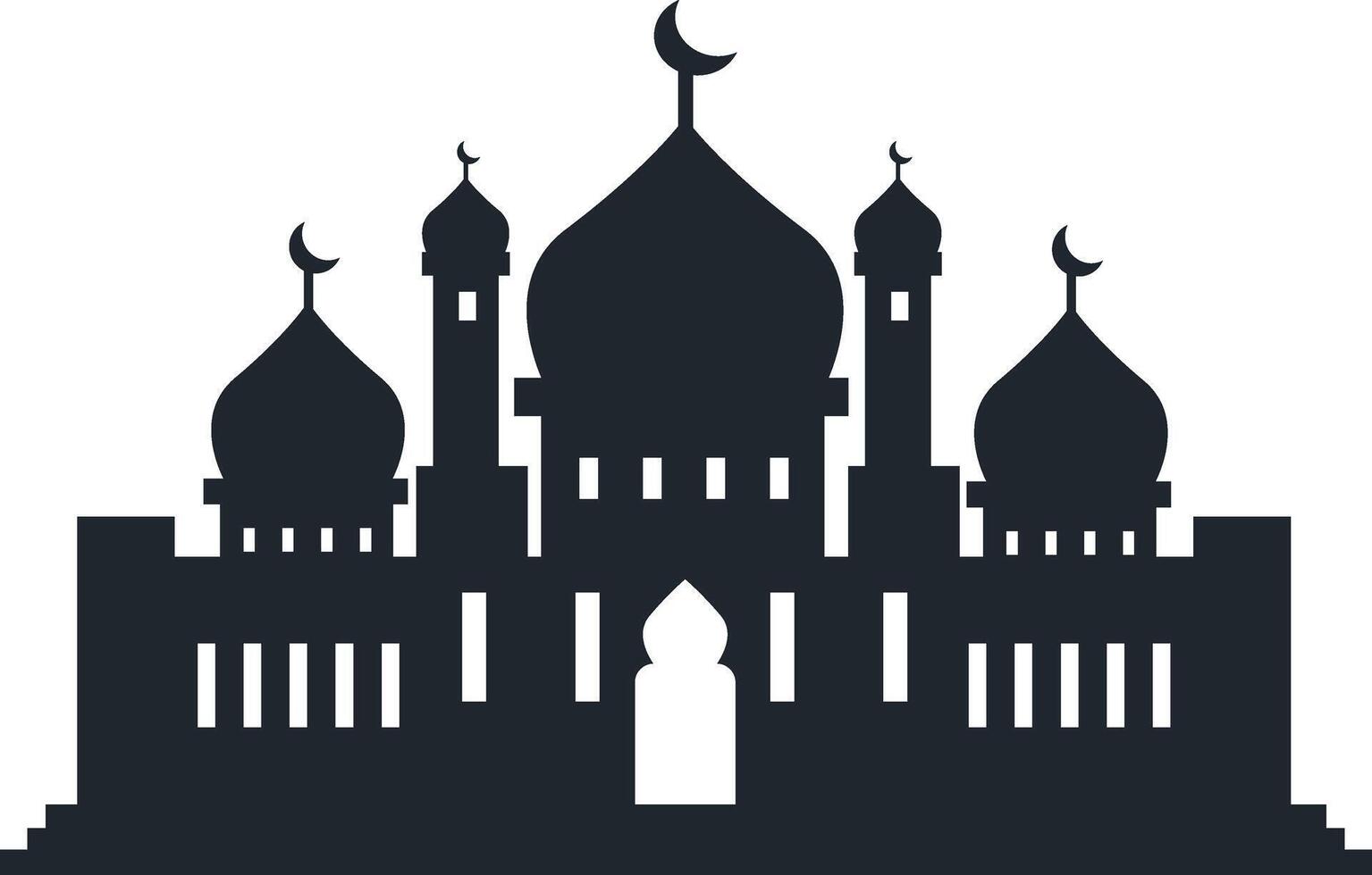 Muslim Mosque Silhouette Illustration. Isolated on White Background. vector