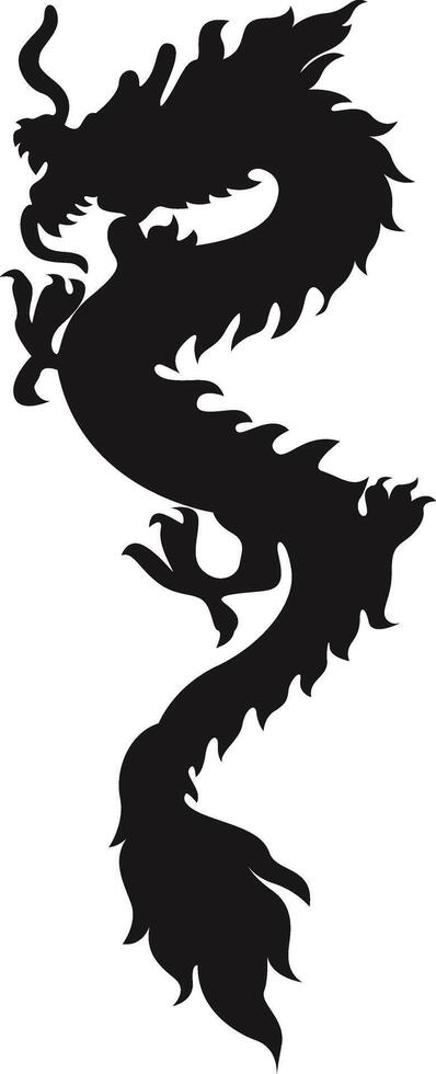 Chinese Dragon Silhouette on White Background. Chinese New Year Symbol. Illustration Design vector