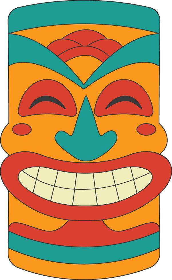 Tribal Hawaii Totem African Traditional. Ethnic Tiki Mask Illustration. Isolated on White Background. vector