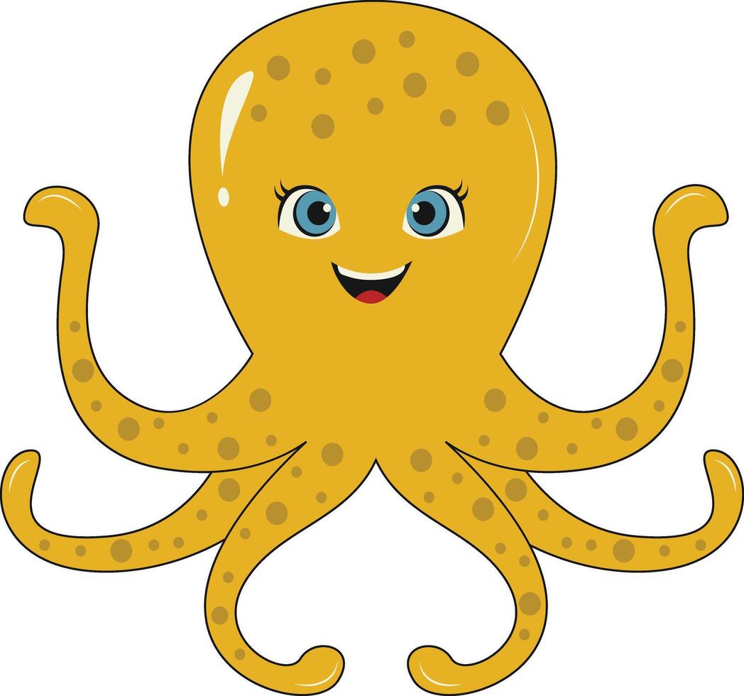 Ocean Life Isolated on White Background. Sea Creatures in Cartoon Style. vector