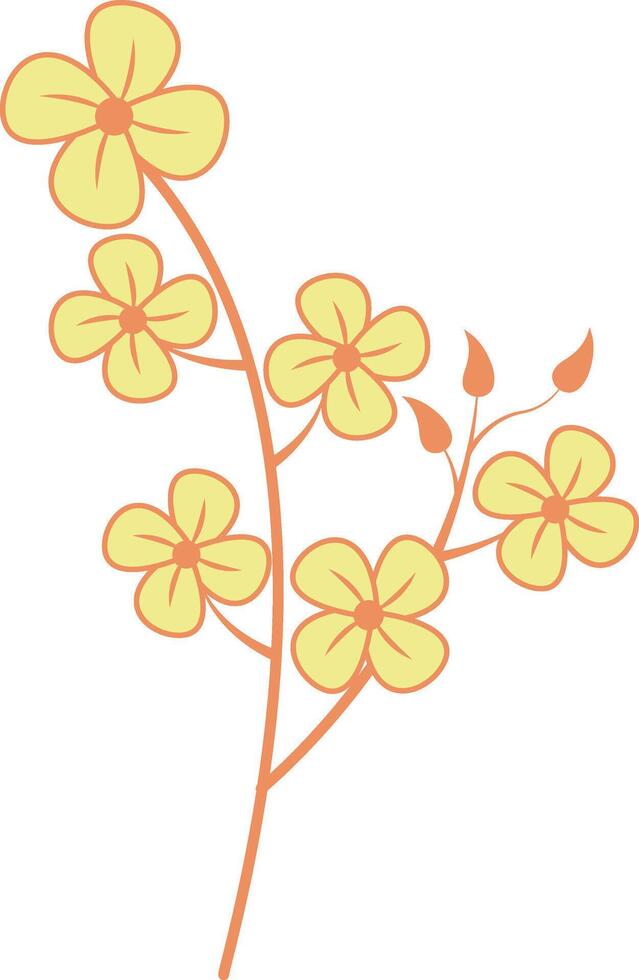 Floral Botanical Branch Illustration. Hand Drawn Flower Design Isolated on White Background vector