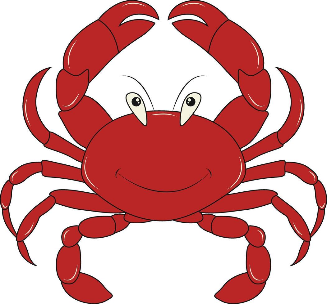 Ocean Life Isolated on White Background. Sea Creatures in Cartoon Style. vector