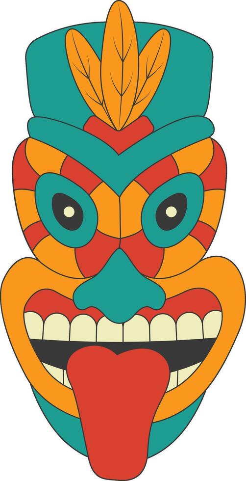Tribal Hawaii Totem African Traditional. Ethnic Tiki Mask Illustration. Isolated on White Background. vector
