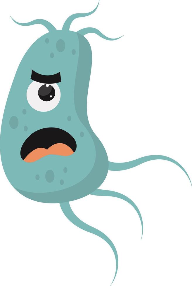 Cute and Funny Bacteria Virus Character. with Cartoon Design Style. Isolated on White Background. vector