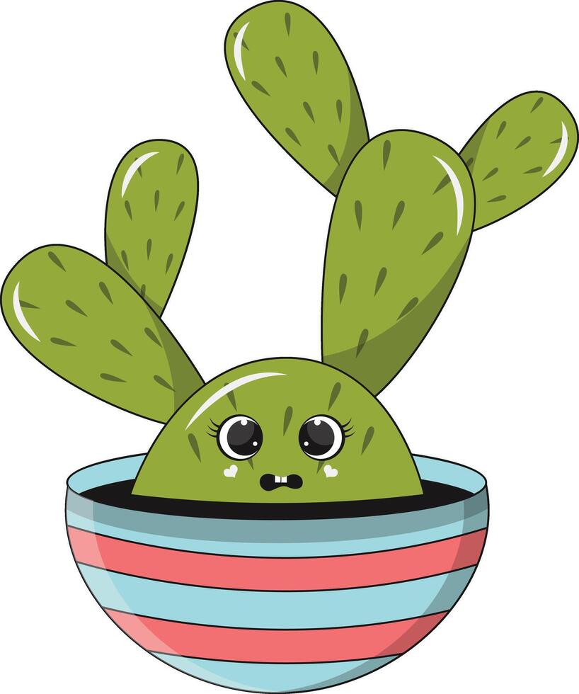 ilustración de kawaii en conserva cactus. dibujos animados personaje en blanco antecedentes. vector