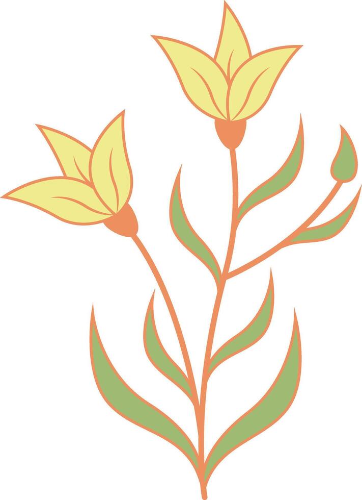 Floral Botanical Branch Illustration. Hand Drawn Flower Design Isolated on White Background vector