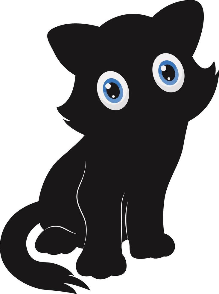 Silhouette of International Cat Day. with Cute Eyes Design. Isolated on White Background vector