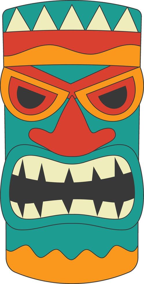 Tribal Hawaii Totem African Traditional. Ethnic Tiki Mask Illustration. Isolated on White Background. vector