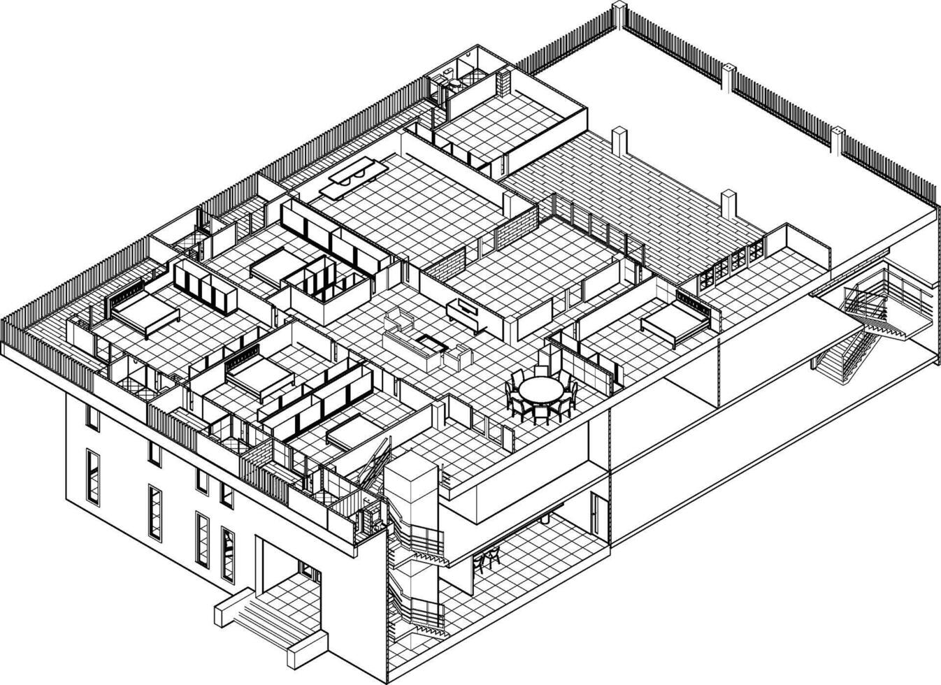 3D illustration of building project vector