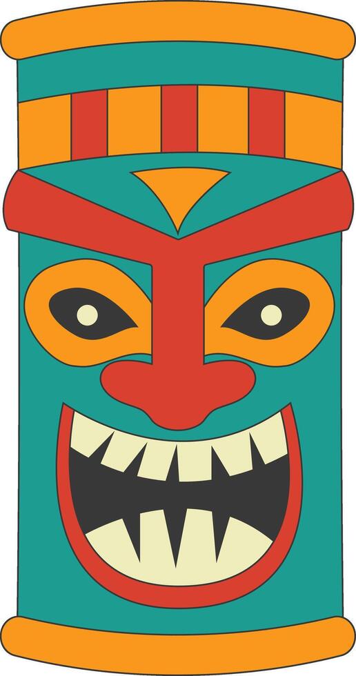 Tribal Hawaii Totem African Traditional. Ethnic Tiki Mask Illustration. Isolated on White Background. vector