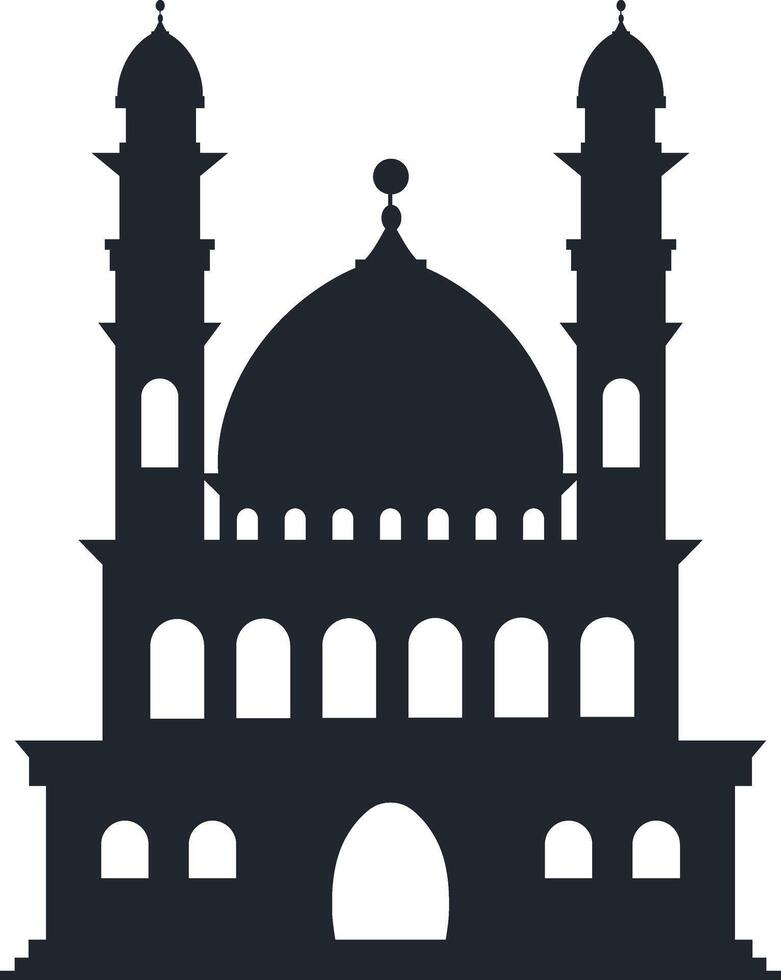 Muslim Mosque Silhouette Illustration. Isolated on White Background. vector