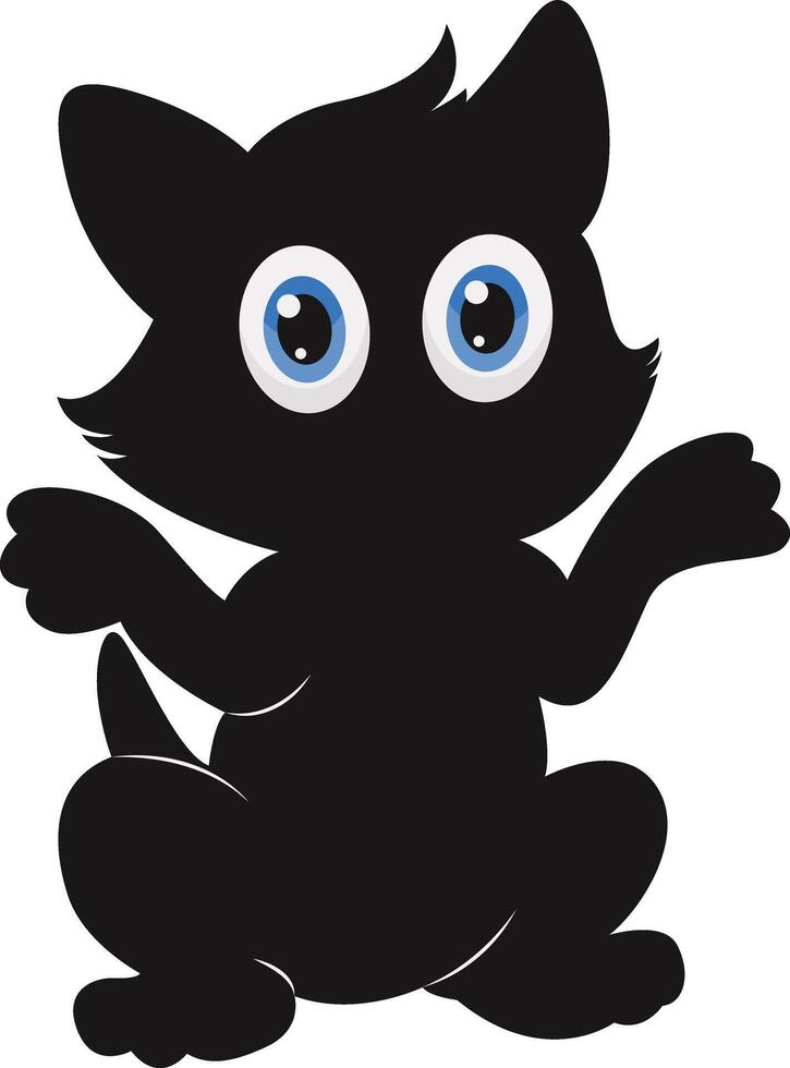 Silhouette of International Cat Day. with Cute Eyes Design. Isolated on White Background vector