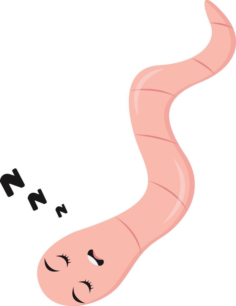 Earthworm Cartoon Character in Flat Design. Isolated on White Background. vector