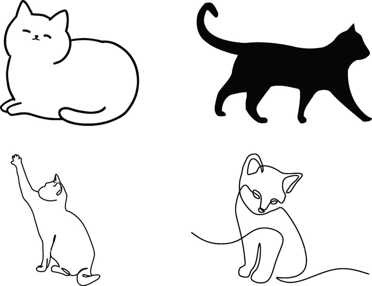 Abstract Feline Cat Art Outline Coloring Page Print vector