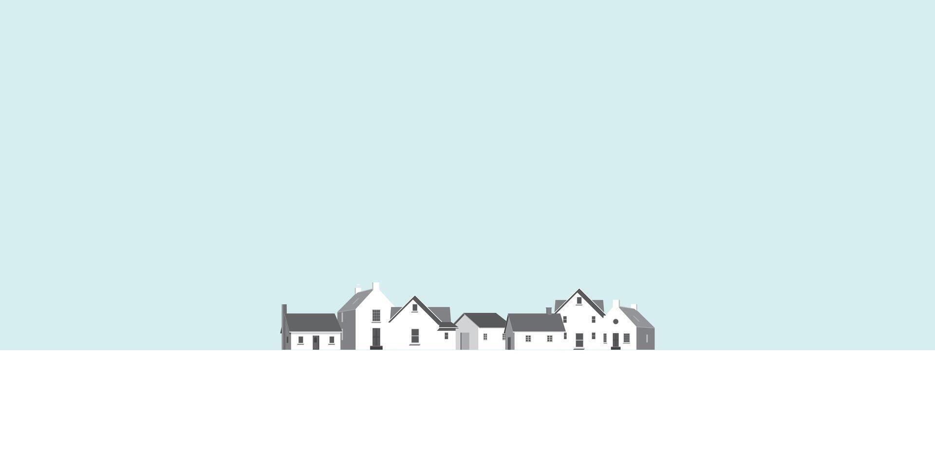 Various houses landscape minimal geometric shape flat design illustrated have blank space. vector