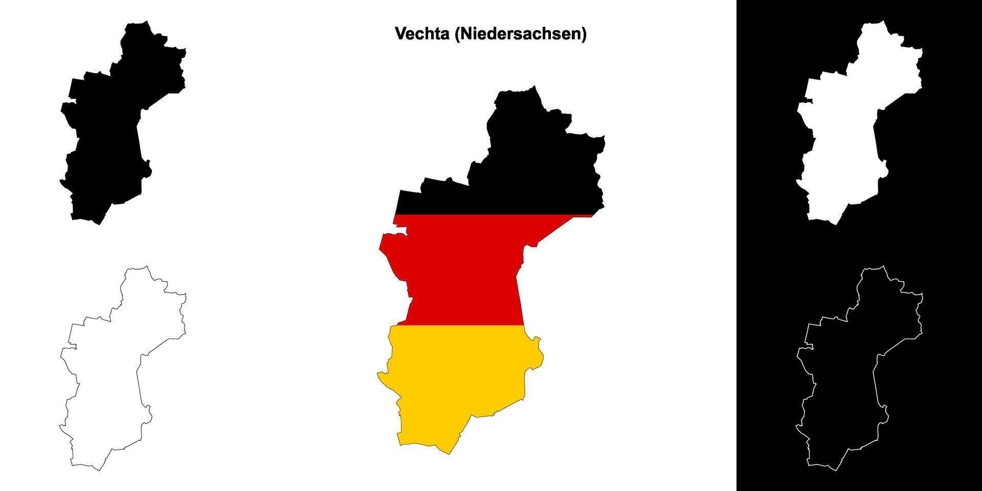 Vechta, Niedersachsen blank outline map set vector