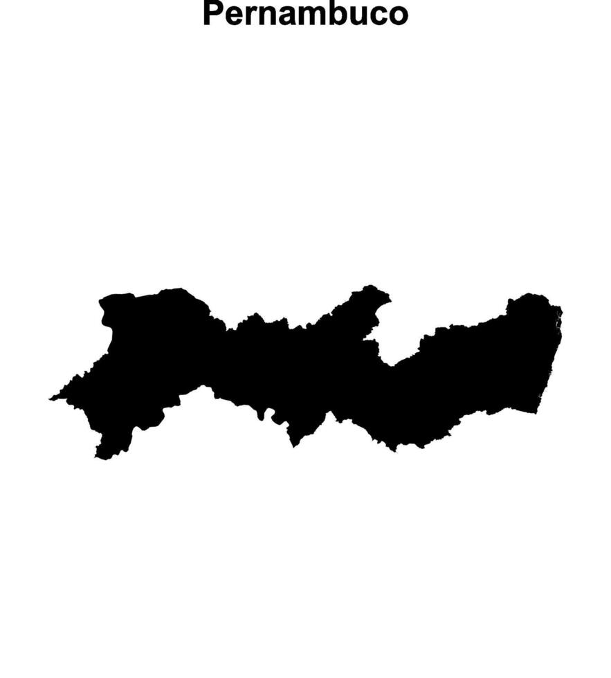 Pernambuco state blank outline map vector