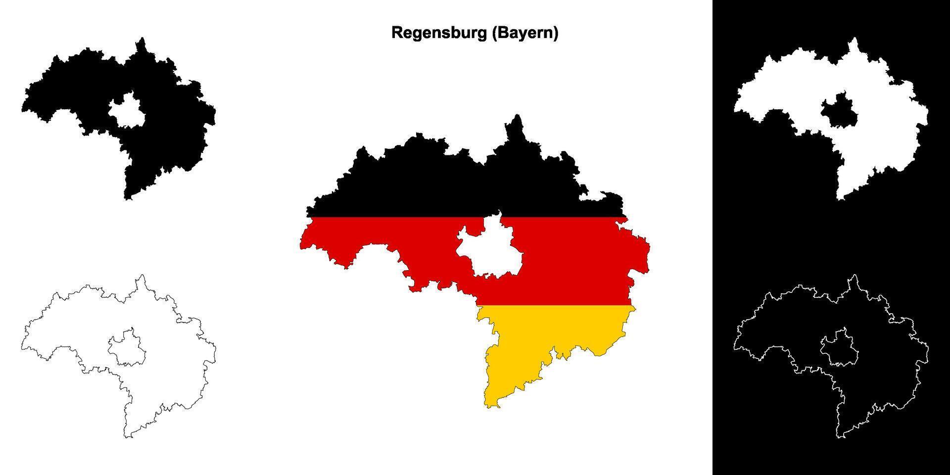Regensburg, Bayern blank outline map set vector