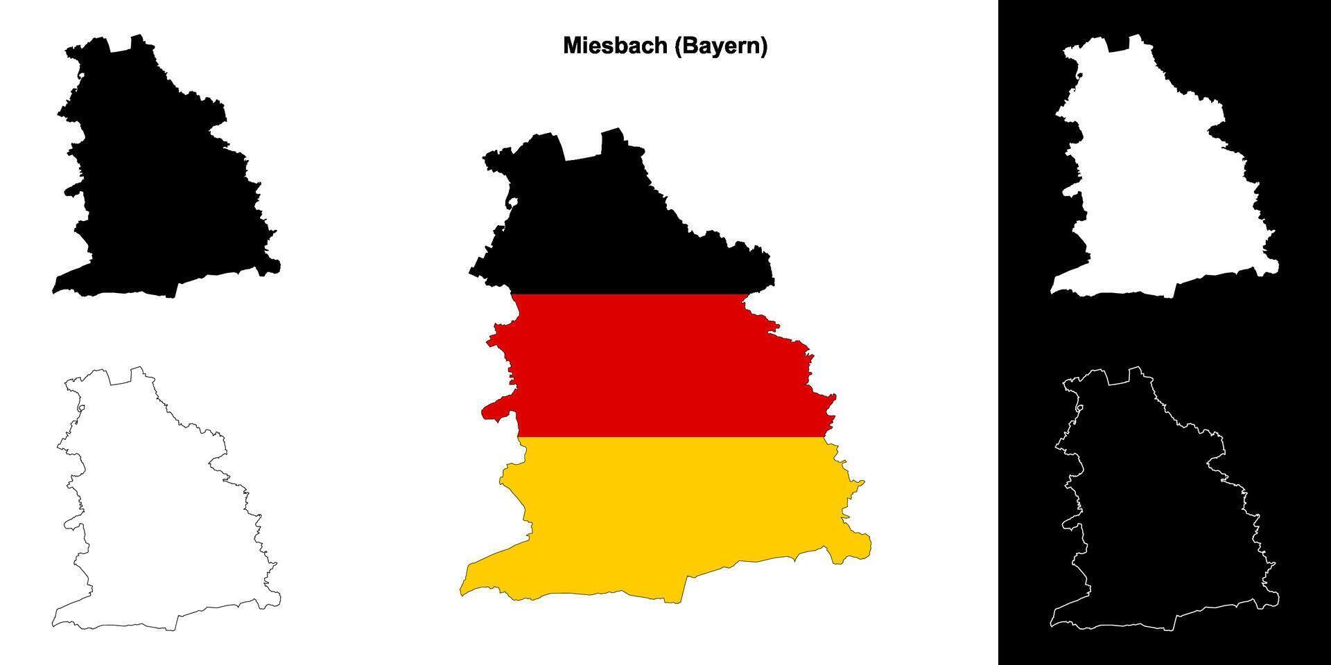 Miesbach, Bayern blank outline map set vector