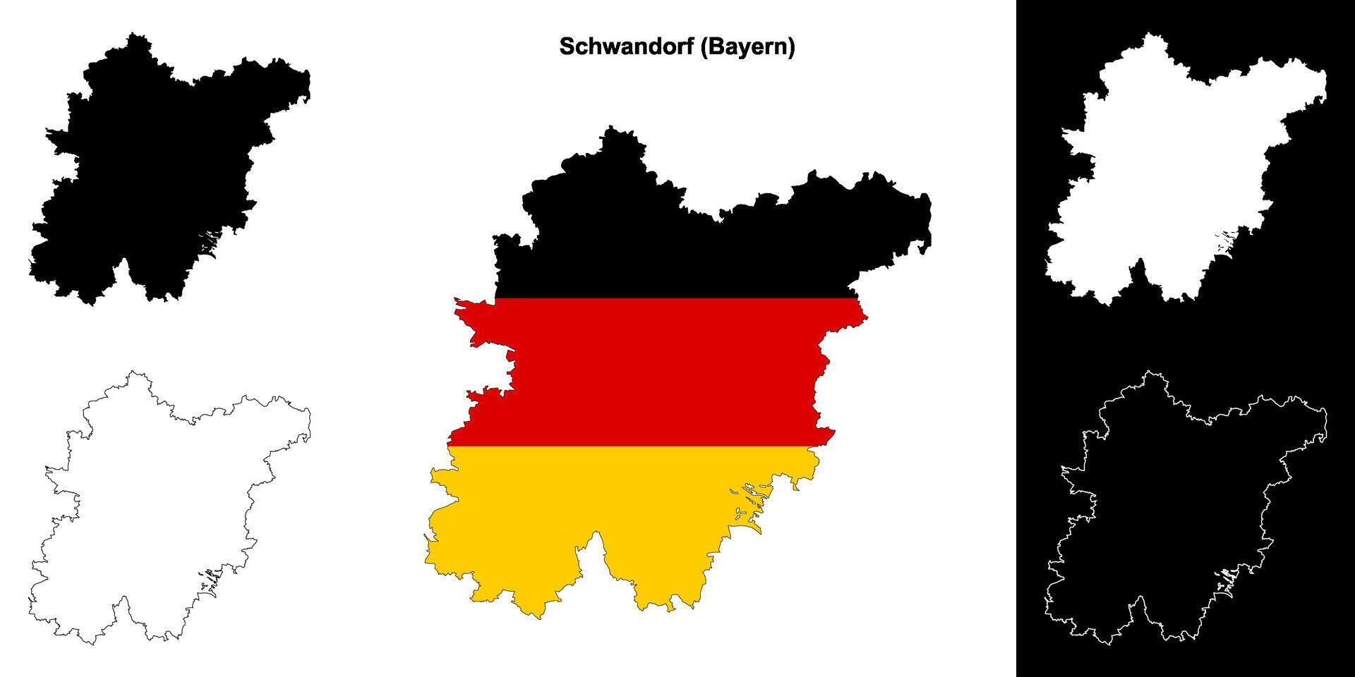Schwandorf, Bayern blank outline map set vector
