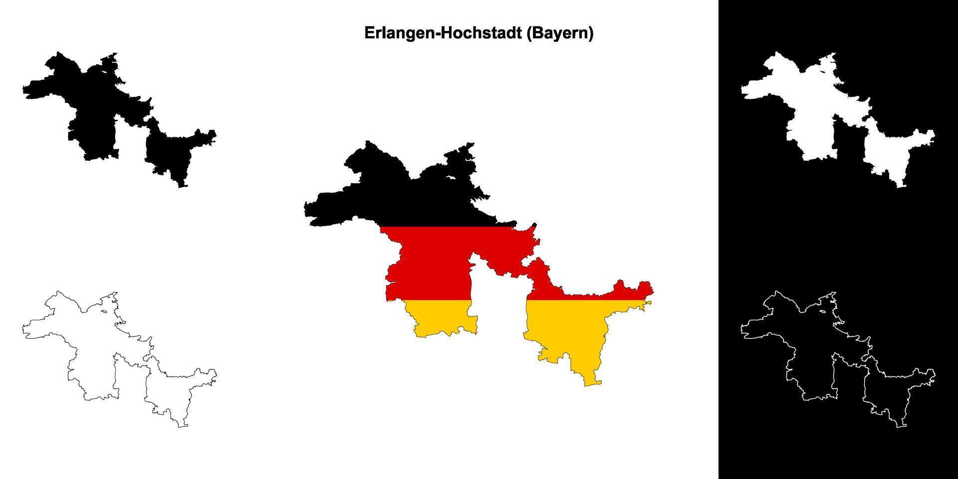 Erlangen-Hochstadt, Bayern blank outline map set vector
