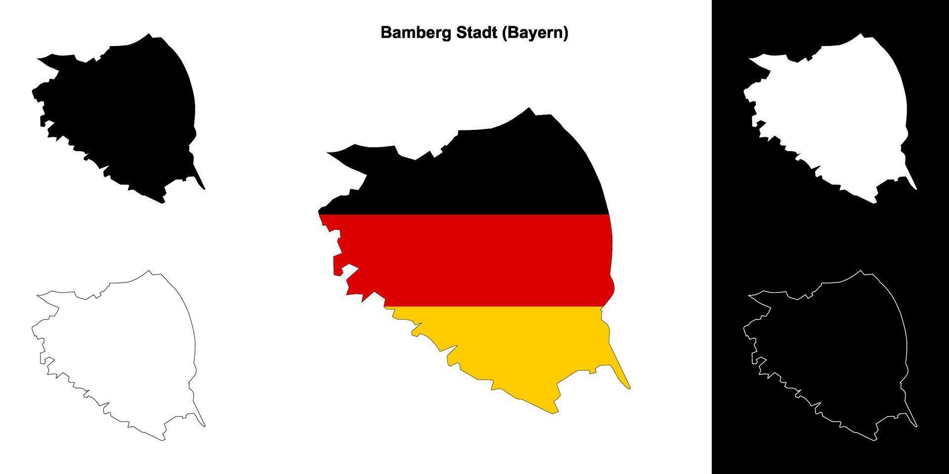 Bamberg Stadt, Bayern blank outline map set vector