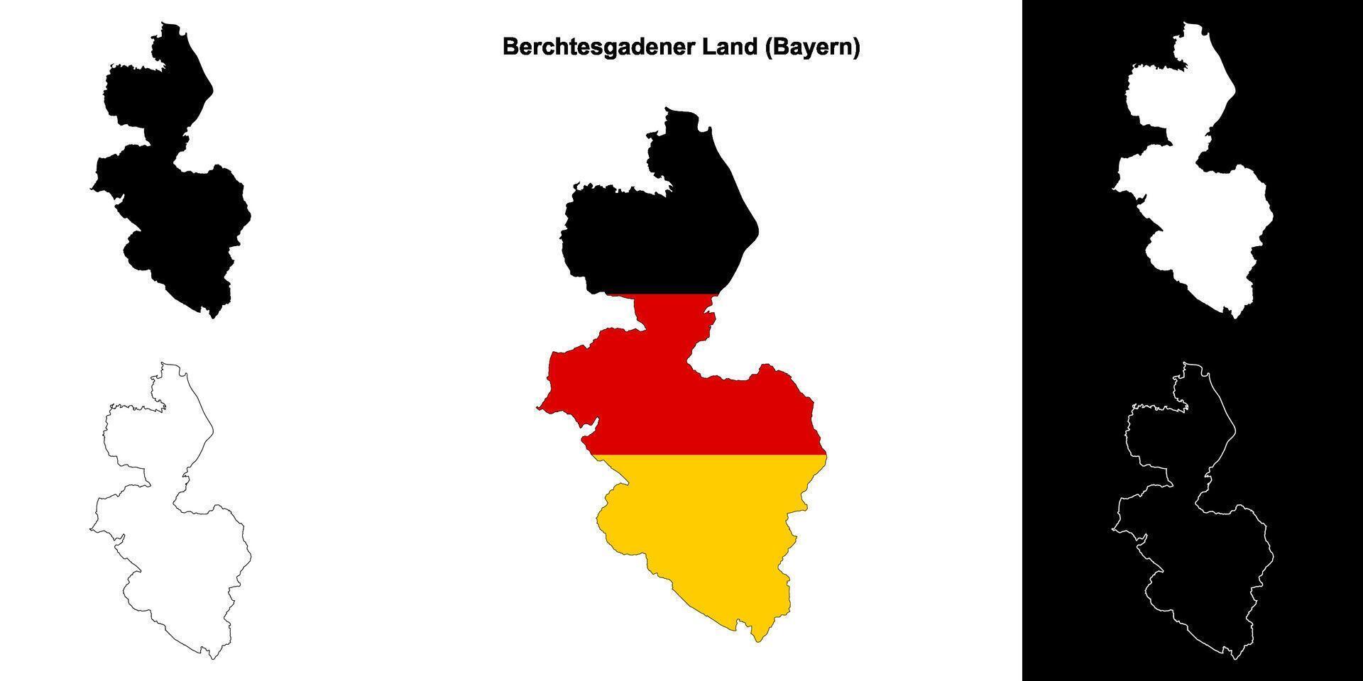 Berchtesgadener Land, Bayern blank outline map set vector
