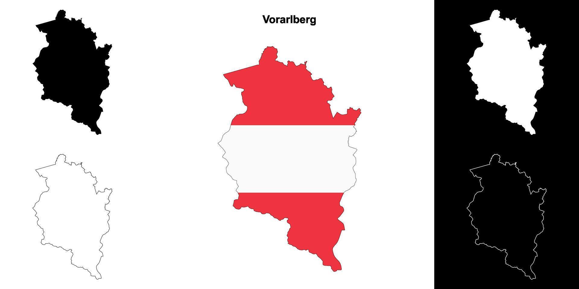 Vorarlberg state outline map set vector