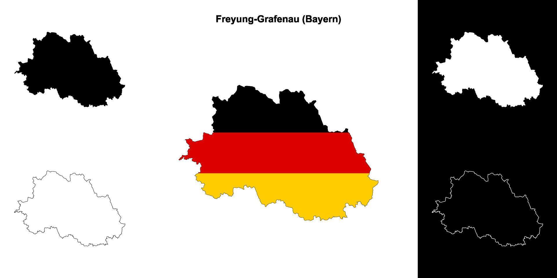 Freyung-Grafenau, Bayern blank outline map set vector