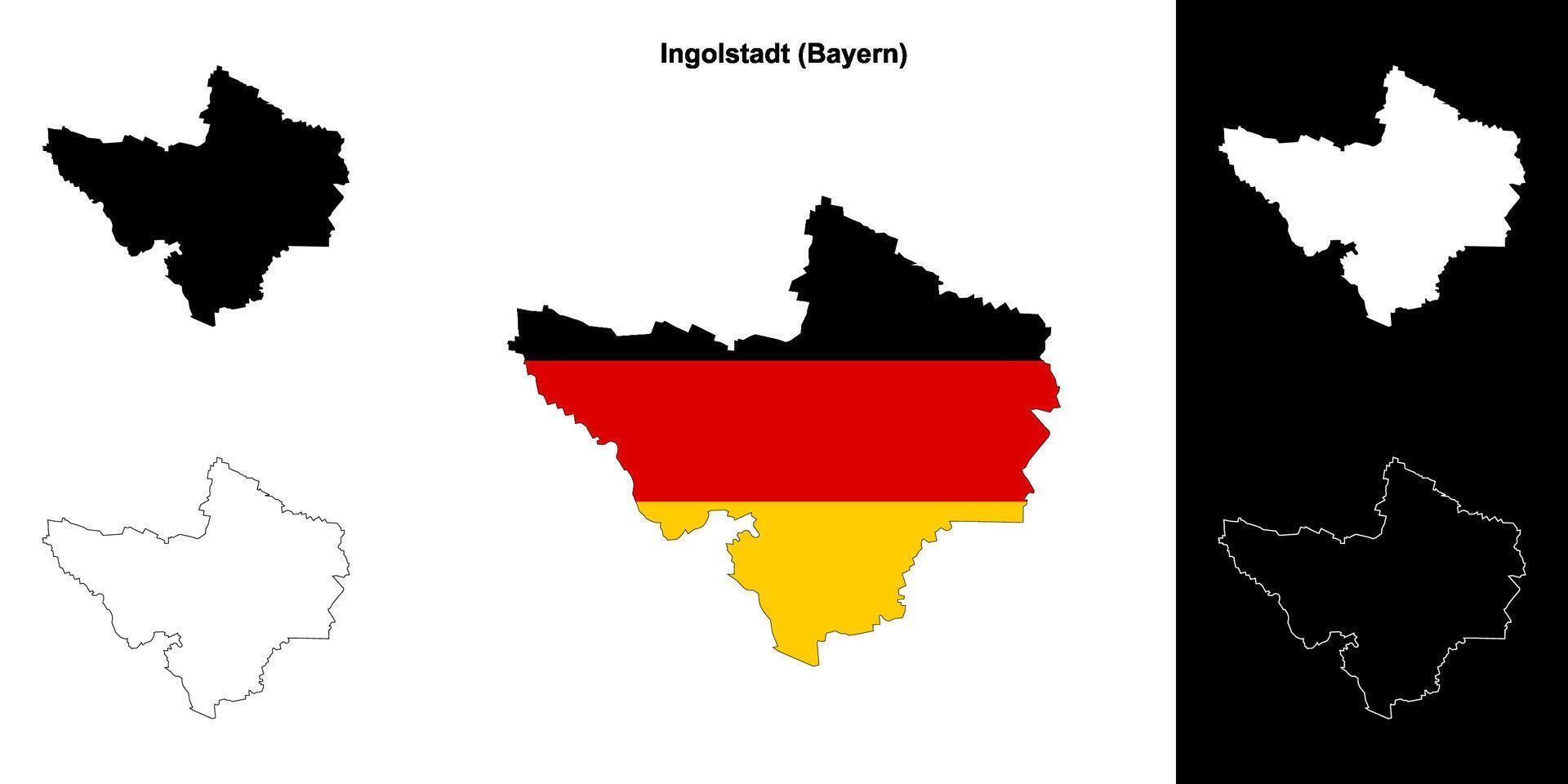 Ingolstadt, Bayern blank outline map set vector