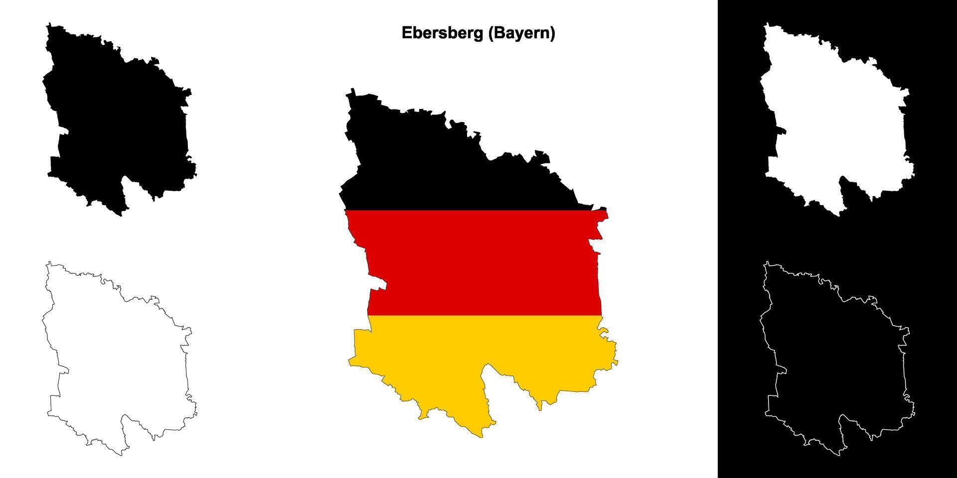 Ebersberg, Bayern blank outline map set vector
