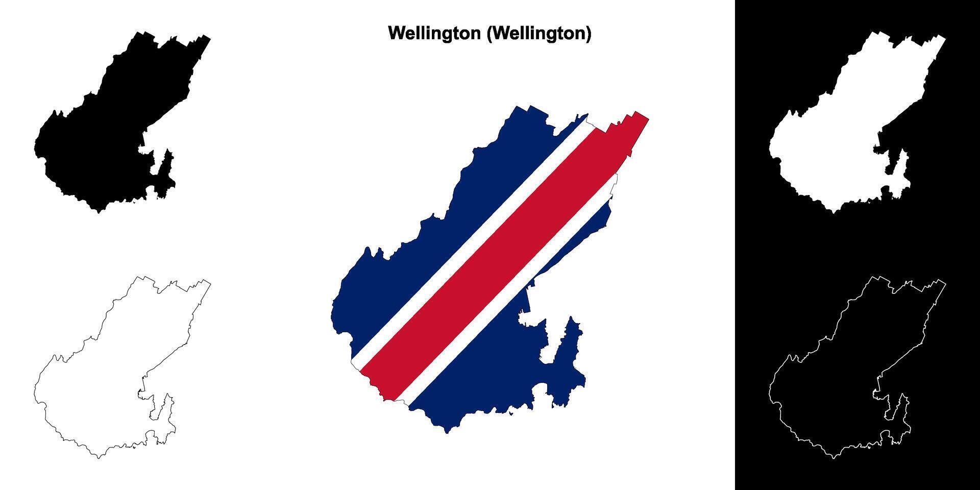 Wellington blank outline map set vector