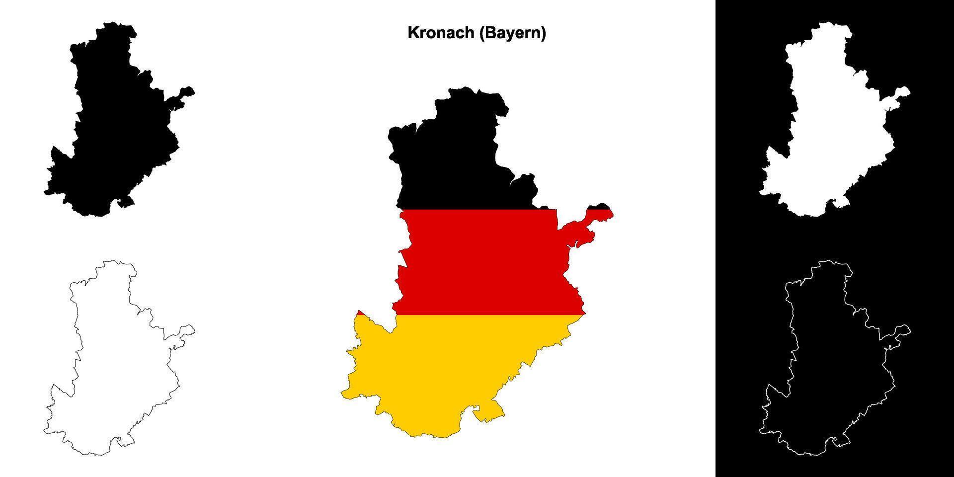 Kronach, Bayern blank outline map set vector