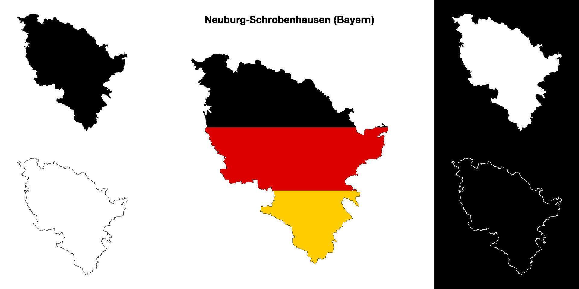 Neuburg-Schrobenhausen, Bayern blank outline map set vector