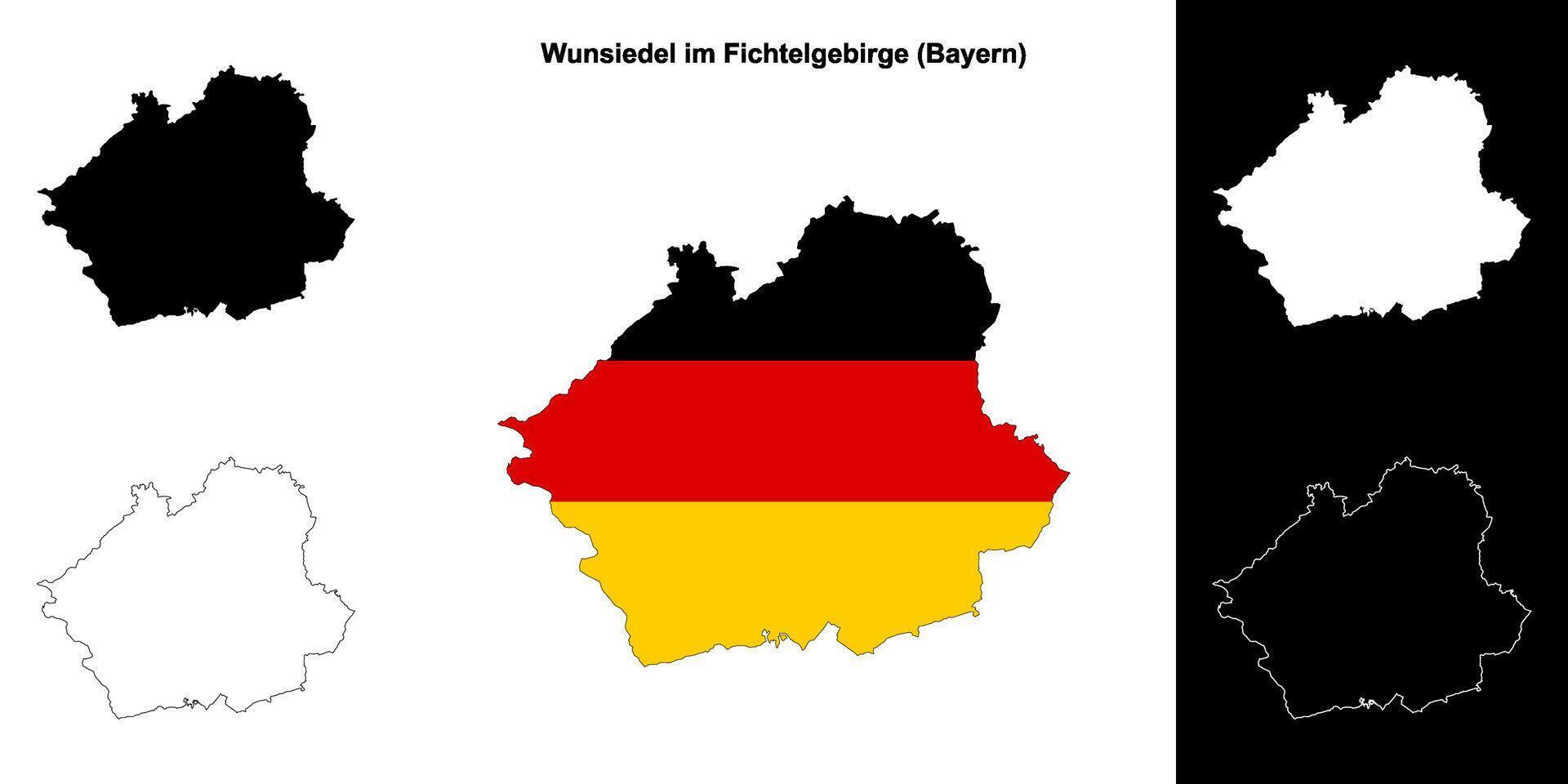 Wunsiedel im Fichtelgebirge, Bayern blank outline map set vector
