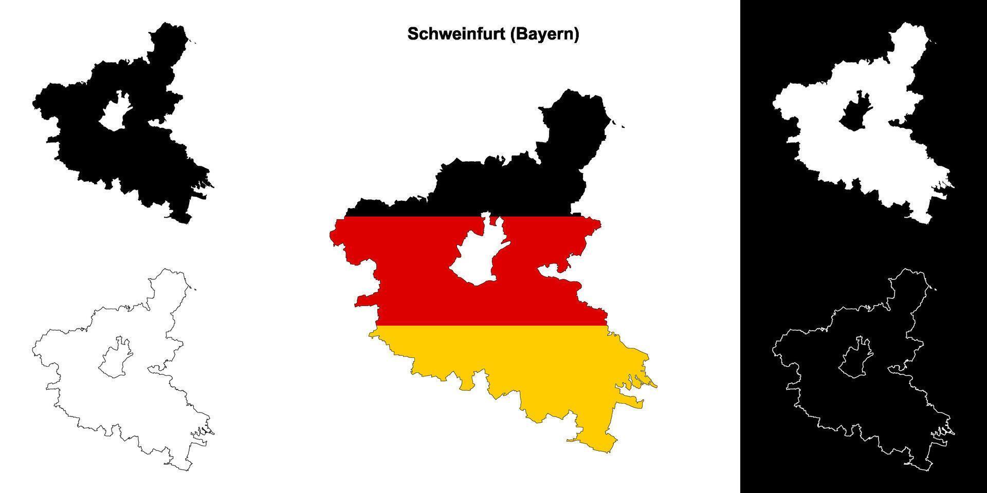 Schweinfurt, Bayern blank outline map set vector
